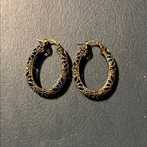 Elegant Gold and Blue Hoop Earrings